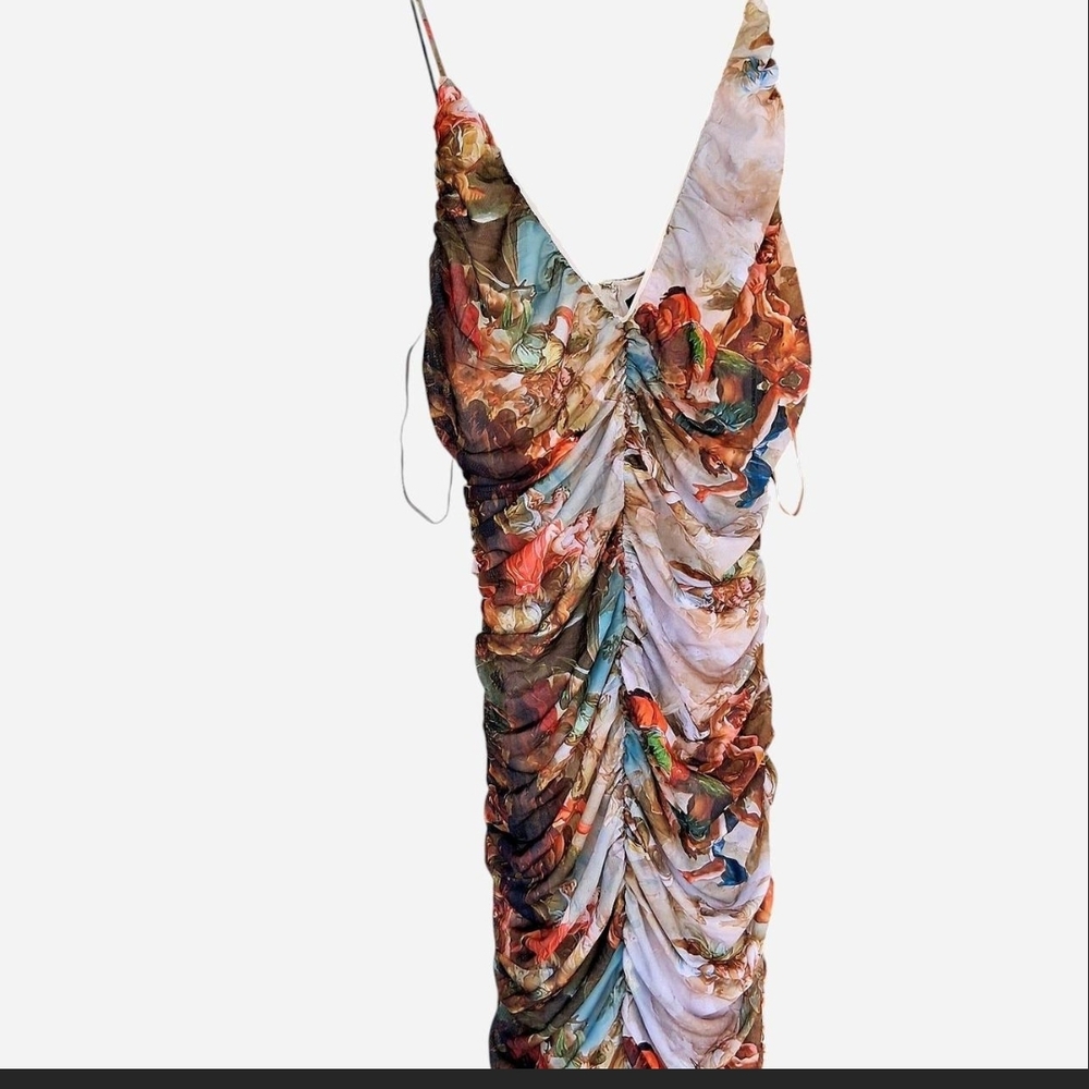 Elegant Multicolor Ruched Mini Dress